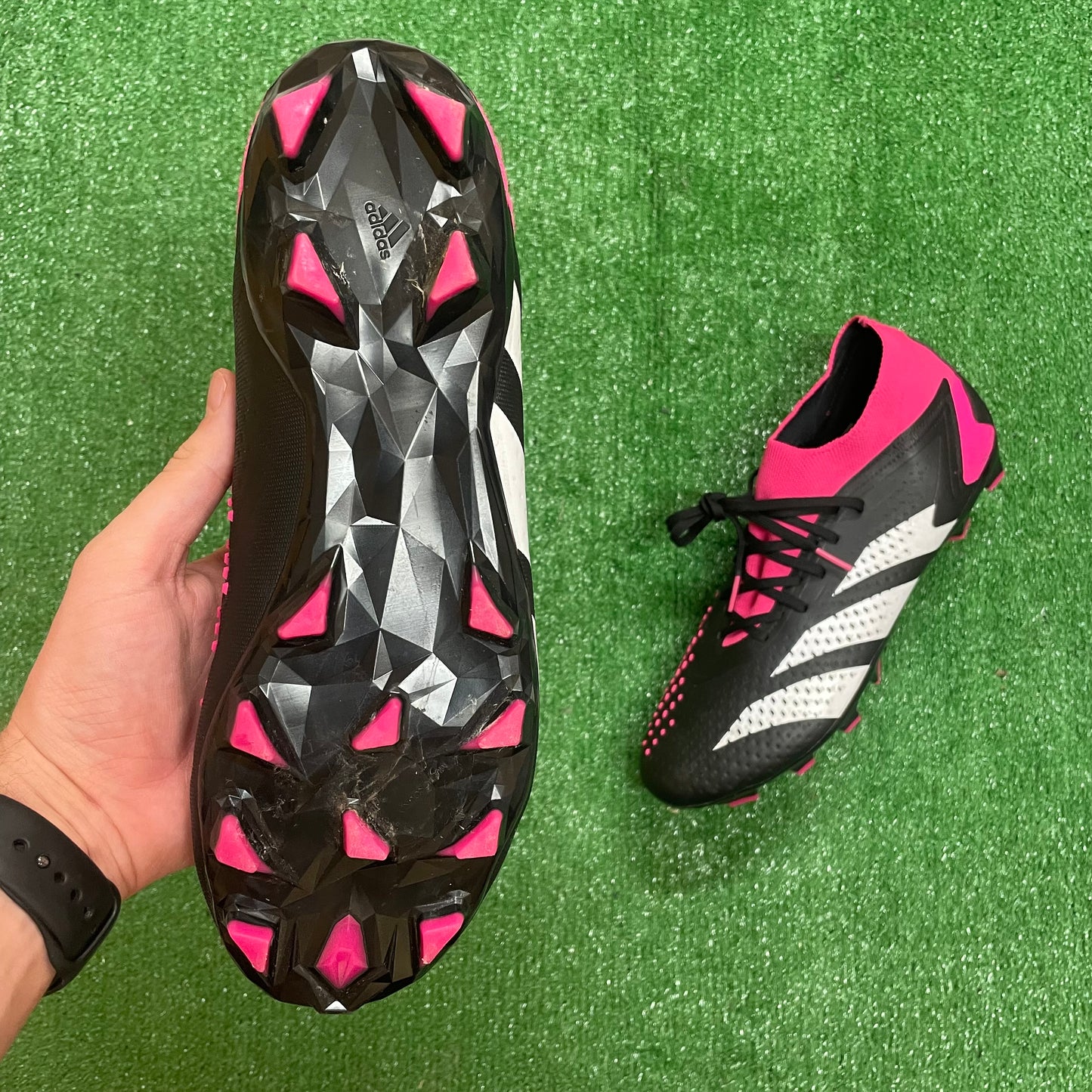 Adidas Predator Accuracy.2 L Black/Pink FG Football Boots (Pre-Loved) - UK Size 11