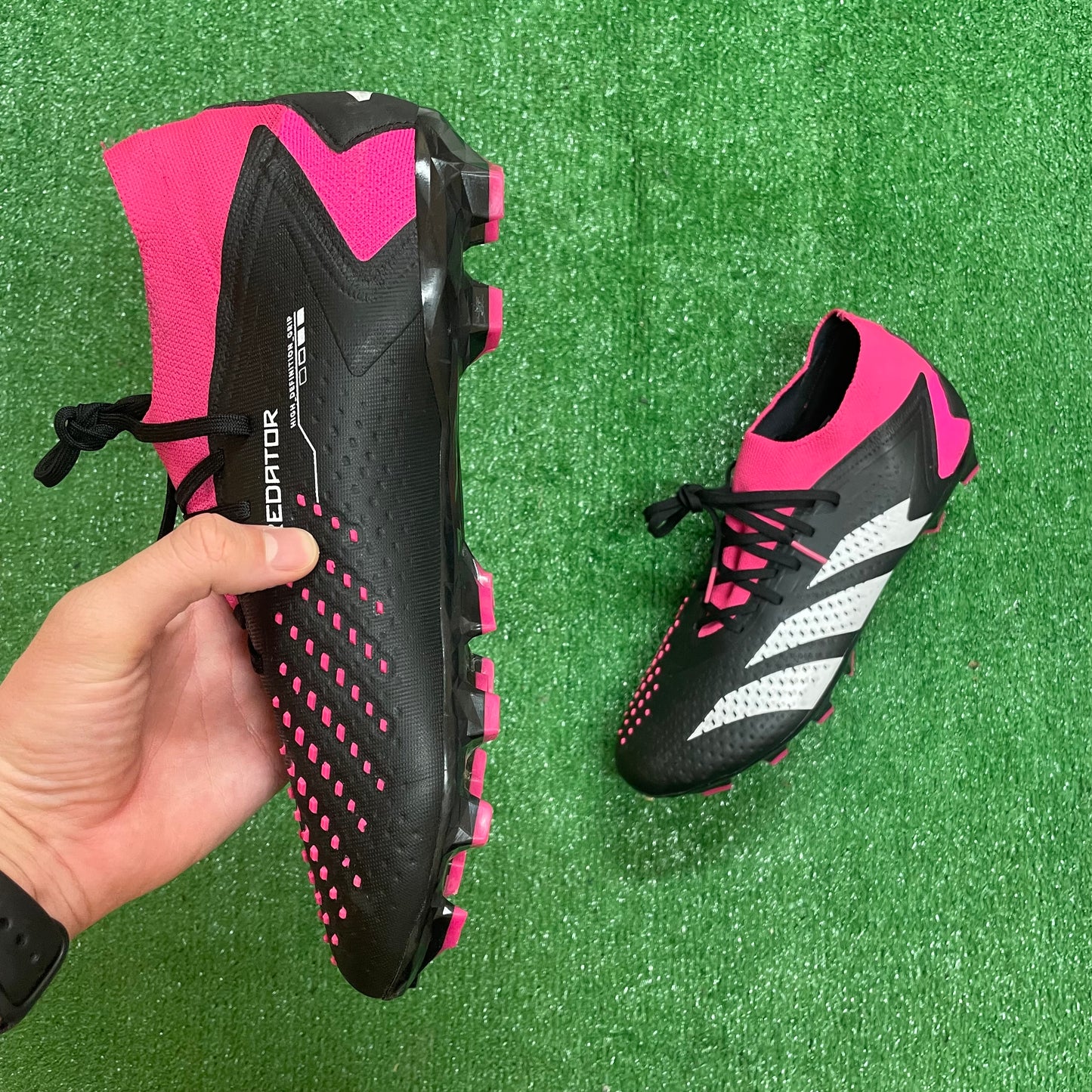 Adidas Predator Accuracy.2 L Black/Pink FG Football Boots (Pre-Loved) - UK Size 11